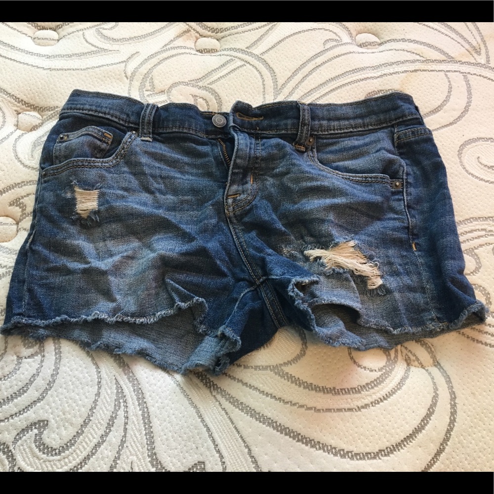 Ripped jean shorts